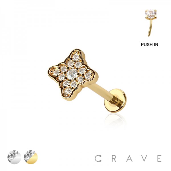 CLOVER (FLOWER) THREADLESS (PUSH IN) 316L SURGICAL STEEL LABRET SET